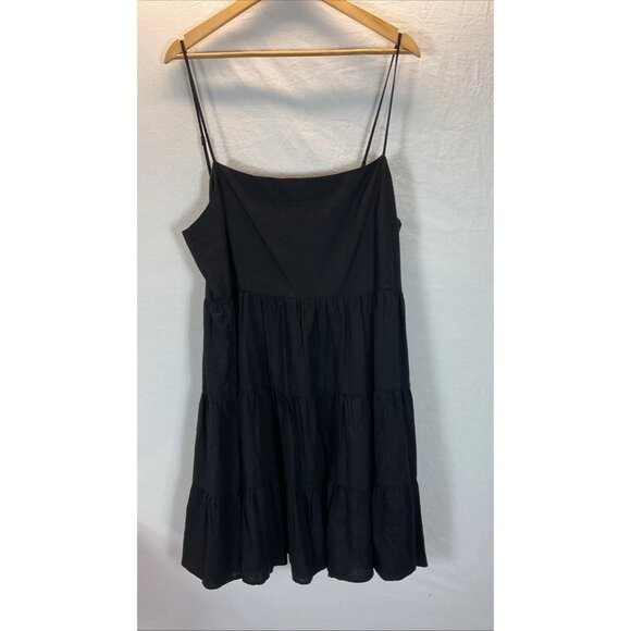 NEW Banana Republic Black Tiered Sun Dress linen smocked square neck XL flowy - Picture 1 of 7
